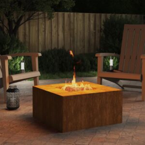 Rustic Corten Steel Square Fire Pit Outdoor Garden Patio Heater Weather Resistant