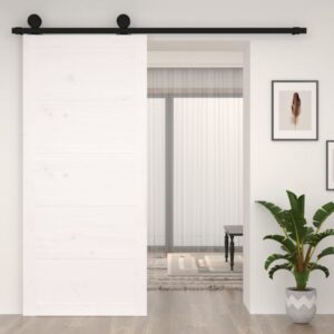 Solid Pine Wood Sliding Barn Door White Space-Saving Rustic Interior Home Decor