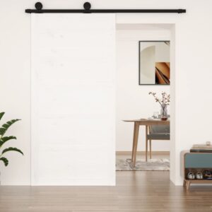 Solid Pine Wood Sliding Barn Door White Space-Saving Rustic Interior Home Decor