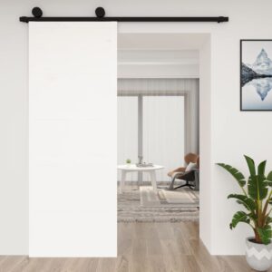 Solid Pine Wood Sliding Barn Door White Space-Saving Rustic Interior Home Decor