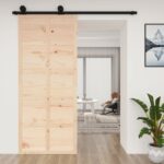 Solid Pine Wood Sliding Barn Door Rustic Space-Saving Interior Room Divider