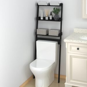 Toilet Rack Black 63.5x32x179 cm Solid Wood Pine