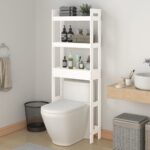 Toilet Rack White 63x26x171 cm Solid Wood Pine