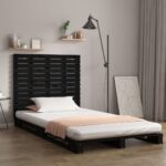 Wall Headboard Black 141x3x91.5 cm Solid Wood Pine