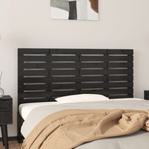 Wall Headboard Black 156x3x63 cm Solid Wood Pine