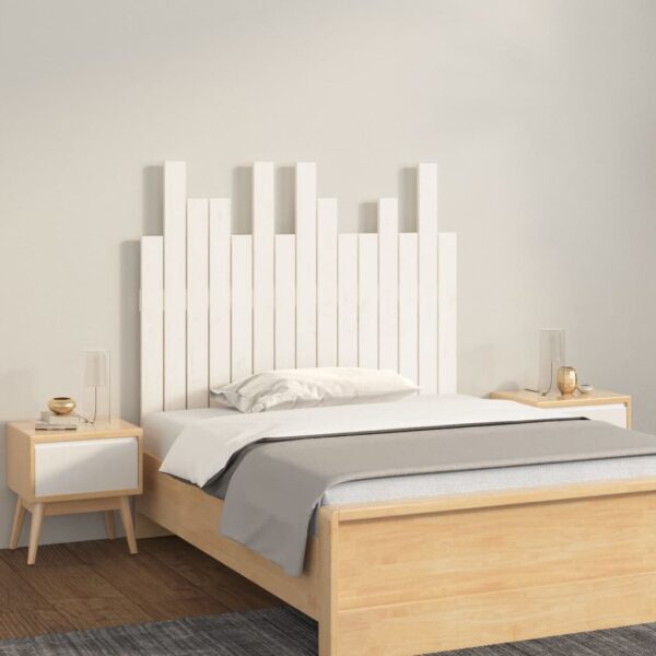 Solid Pine Wood Wall-Mounted Headboard Classic White Elegant Bedroom Decor