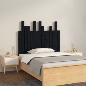 Wall Headboard Black 95.5x3x80 cm Solid Wood Pine