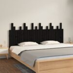 Wall Headboard Black 185x3x80 cm Solid Wood Pine