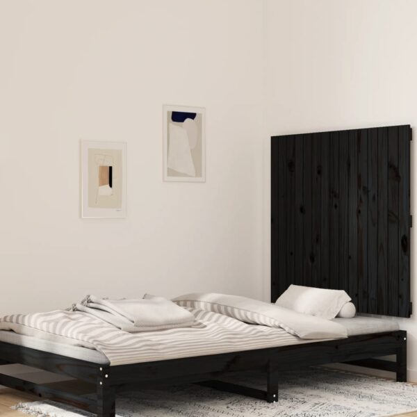 Wall Headboard Black 95.5x3x90 cm Solid Wood Pine