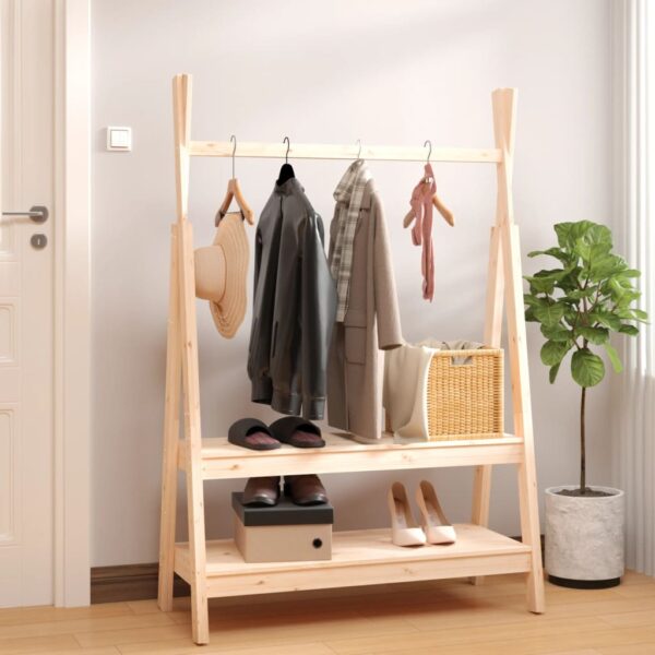 Rustic Solid Pine Wood Clothes Rack Ample Storage Space Sturdy A-Frame Design