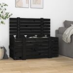 Storage Box Black 91x40.5x42 cm Solid Wood Pine