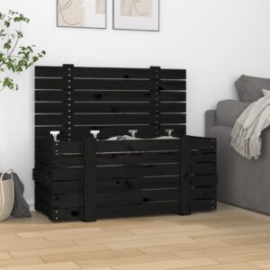 Storage Box Black 91x40.5x42 cm Solid Wood Pine