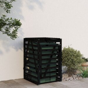 Black Solid Pine Wood Wheelie Bin Storage Outdoor Garbage Shed with Lock Ventilated