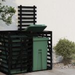 Black Solid Pine Wood Wheelie Bin Storage Extension Outdoor Lockable Ventilated