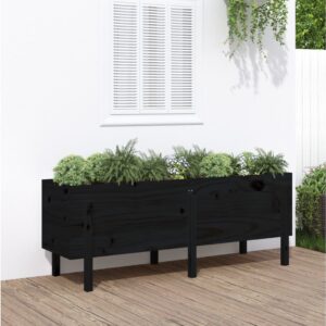 Solid Pine Wood Raised Garden Bed Black - Spacious Outdoor Planter Box