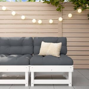 White Solid Pine Wood Garden Middle Sofa Sectional with Comfort Cushions