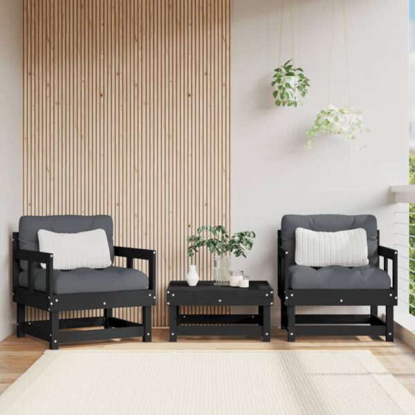 Outdoor Patio Garden Chairs Set of Two with Comfort Cushions Solid Pine Wood