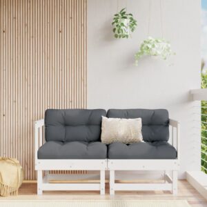 White Solid Pine Wood Corner Sofa Set with Cushions Garden Patio Furniture