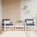 White Solid Pine Wood Garden Chairs with Cushions - Outdoor Patio Seating