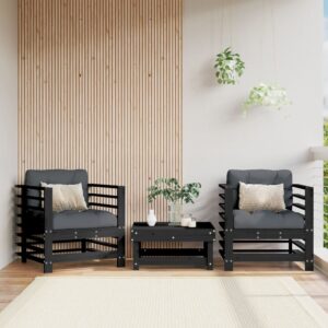 Outdoor Patio Garden Chairs Set of Two with Comfort Cushions Solid Pine Wood