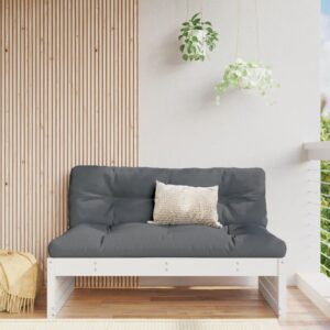 White Solid Pine Wood Middle Sofa Sectional Outdoor Garden Patio Furniture