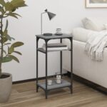 Chic Grey Sonoma Side Table - Engineered Wood with Storage  Adjustable Legs