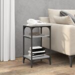 Chic Grey Sonoma Side Table Industrial Charm Engineered Wood Storage Space