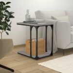 Chic Grey Sonoma C-Shape Side Table Engineered Wood Steel Frame Storage Space