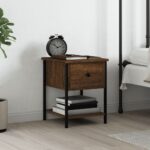 Bedside Table Brown Oak 34x35.5x45 cm Engineered Wood