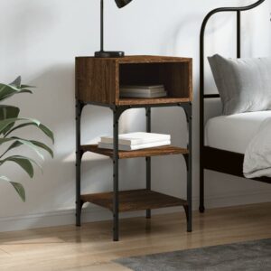 Bedside Table Brown Oak 35x34.5x70 cm Engineered Wood