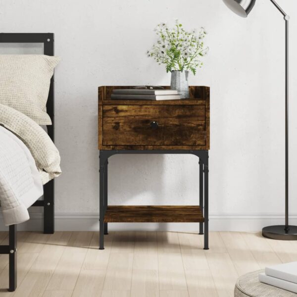 Bedside Table Smoked Oak 40.5x31x60 cm Engineered Wood