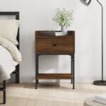 Bedside Table Brown Oak 40.5x31x60 cm Engineered Wood