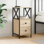 Bedside Cabinet Sonoma Oak 34x35.5x70 cm Engineered Wood