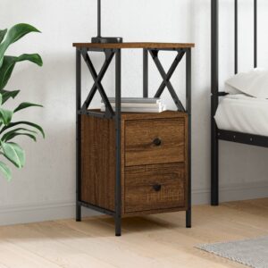 Bedside Cabinet Brown Oak 34x35.5x70 cm Engineered Wood