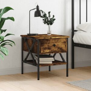 Bedside Table Smoked Oak 40x42x45 cm Engineered Wood