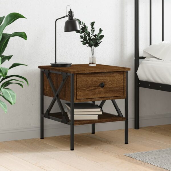 Bedside Table Brown Oak 40x42x45 cm Engineered Wood