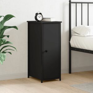 Chic Black Bedside Cabinet Industrial  Engineered Wood Sturdy Storage