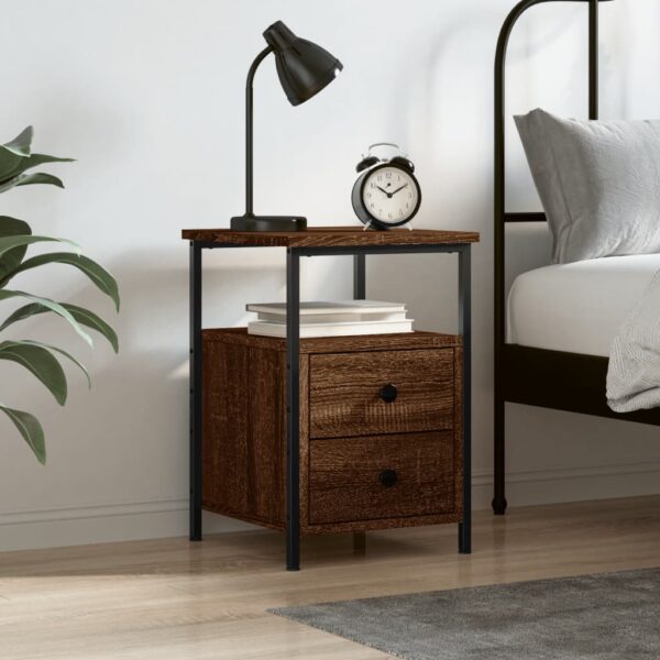 Bedside Cabinet Brown Oak 34x35.5x50 cm Engineered Wood