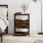 Bedside Cabinet Smoked Oak 40x42x56 cm Engineered Wood