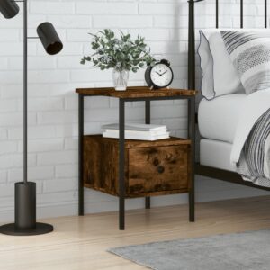 Bedside Cabinet Smoked Oak 34x36x50 cm Engineered Wood