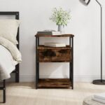 Bedside Cabinet Smoked Oak 40x42x55 cm Engineered Wood