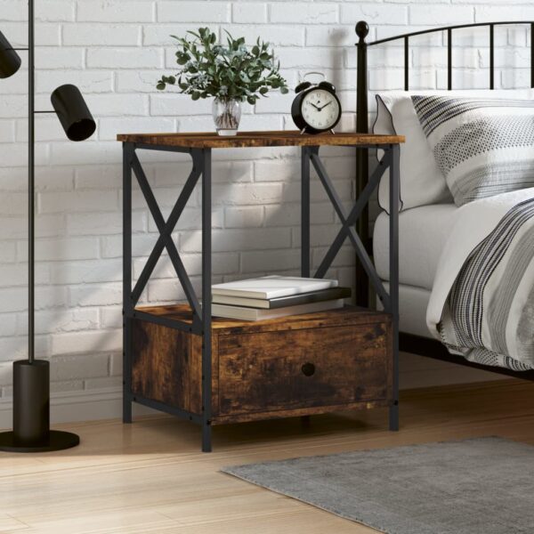 Bedside Table Smoked Oak 50x41x65 cm Engineered Wood