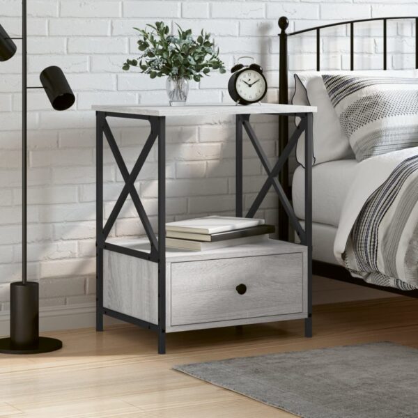 Bedside Table Grey Sonoma 50x41x65 cm Engineered Wood