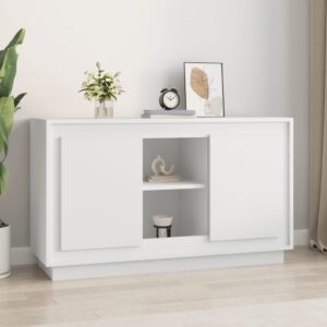 Elegant White Sideboard Cabinet Ample Storage Display Engineered Wood