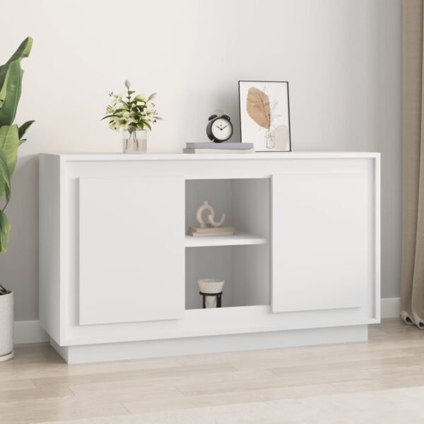 Elegant White Sideboard Cabinet Ample Storage Display Engineered Wood