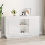 High Gloss White Sideboard Storage Cabinet with Shelves Modern Home Organizer