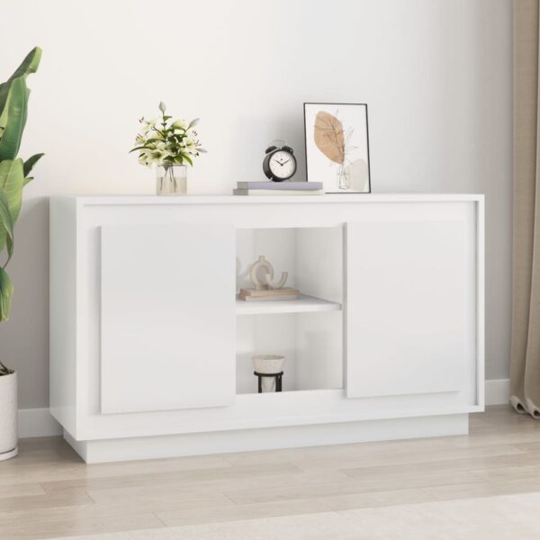 High Gloss White Sideboard Storage Cabinet with Shelves Modern Home Organizer