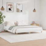 King Size White Bed Frame Engineered Wood with Plywood Slats Sturdy Legs