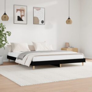 Bed Frame Black 183x203 cm King Size Engineered Wood