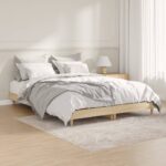 Double Size Sonoma Oak Bed Frame Engineered Wood with Sturdy Wooden Legs